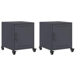 Berkfield Home Bedside Cabinets 2 pcs Anthracite 36x39x43.5 cm Steel in Dark Grey - thumbnail 1