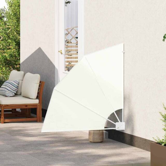 Berkfield Home Modern Balcony Privacy Screen Folding Manual Cream 115 x 115 cm Fabric - image 1