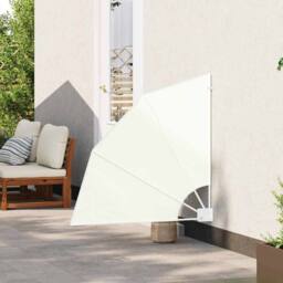 Berkfield Home Modern Balcony Privacy Screen Folding Manual Cream 115 x 115 cm Fabric - thumbnail 1