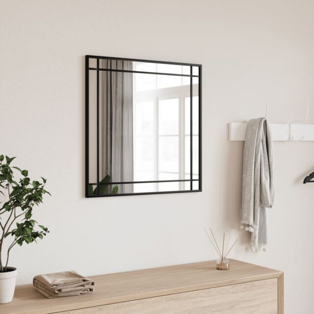 Berkfield Home Wall Mirror Black 60x60 cm Square Iron - image 1