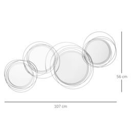 HOMCOM Metal Wall Art Decorative Mirror Decor Modern Wall Sculpture in Silver - thumbnail 3