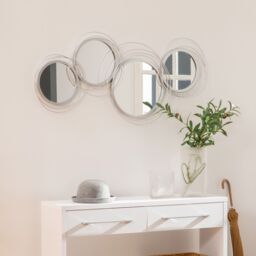 HOMCOM Metal Wall Art Decorative Mirror Decor Modern Wall Sculpture in Silver