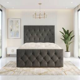 "Somnior Ziggy Linen Divan Bed Mattress No Draw 54"" Headboard & 22"" Footboard in Dark Grey - Size: King" - thumbnail 2