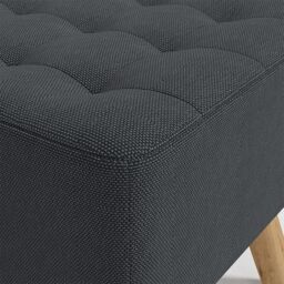 Living and Home Dark Grey Linen Padded Wooden Leg Square Footstool - thumbnail 3