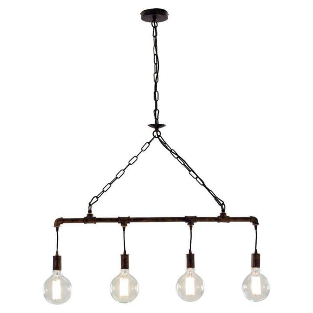 Netlighting AMARCORD Industrial 4 Light Straight Bar Pendant Rust 86x25.2cm in Brown - Size: 86x25.2 cm - image 1