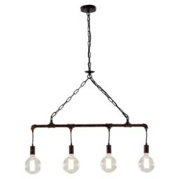Netlighting AMARCORD Industrial 4 Light Straight Bar Pendant Rust 86x25.2cm in Brown - Size: 86x25.2 cm - thumbnail 1