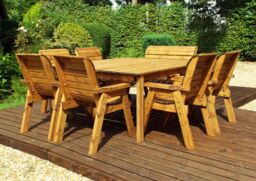 Charles Taylor Trading Eight Seater Square Table Set (with chairs & bench) in Brown - thumbnail 3