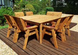 Charles Taylor Trading Eight Seater Square Table Set (with chairs & bench) in Brown - thumbnail 2