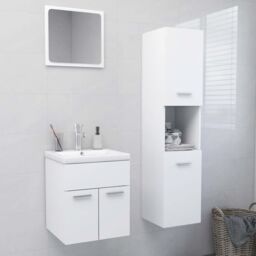 Berkfield Home Bathroom Furniture Set White Engineered Wood - thumbnail 1