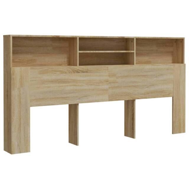 Berkfield Home Headboard Cabinet Sonoma Oak 200x19x103.5 cm in Light Brown - image 1
