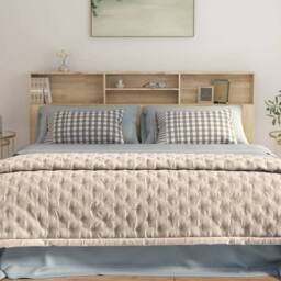 Berkfield Home Headboard Cabinet Sonoma Oak 200x19x103.5 cm in Light Brown - thumbnail 5