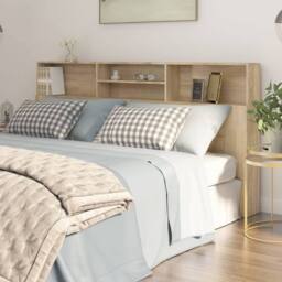 Berkfield Home Headboard Cabinet Sonoma Oak 200x19x103.5 cm in Light Brown - thumbnail 2