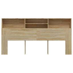 Berkfield Home Headboard Cabinet Sonoma Oak 200x19x103.5 cm in Light Brown - thumbnail 3