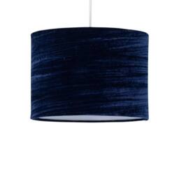 First Choice Lighting Set of 2 Navy Blue Crushed Velvet 33cm Pendant Lightshades - thumbnail 2
