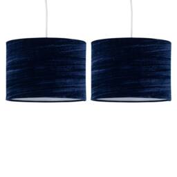 First Choice Lighting Set of 2 Navy Blue Crushed Velvet 33cm Pendant Lightshades - thumbnail 1
