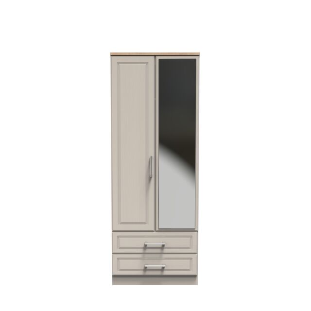 Ready Assembled 2 U Norfolk 2 Door 2 Drawer Mirrored Wardrobe (Ready Assembled) in Taupe - image 1