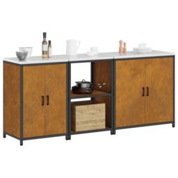 Berkfield Home with Shelf Other with Storage with Door 3 pcs Rusty Weathering steel in Brown - thumbnail 3