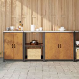 Berkfield Home with Shelf Other with Storage with Door 3 pcs Rusty Weathering steel in Brown - thumbnail 1