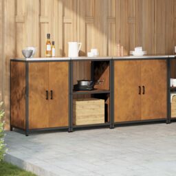 Berkfield Home with Shelf Other with Storage with Door 3 pcs Rusty Weathering steel in Brown - thumbnail 4
