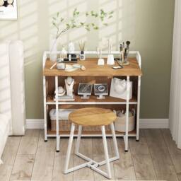 FORGEVIO Space Saving Writing Table with Stool in Brown - thumbnail 5