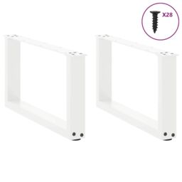 Berkfield Home Coffee Table Legs U-Shaped 2 pcs White 70x(30-31) cm Steel - thumbnail 3
