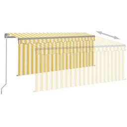 Berkfield Home Manual Retractable Awning with Blind&LED 3x2.5m Yellow&White in Yellow - thumbnail 4