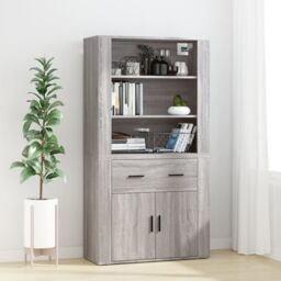 Berkfield Home Wall Cabinet Grey Sonoma 80x33x80 cm Engineered Wood - Size: 80 x 33 x 80 cm - thumbnail 6