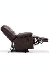 More4Homes Loxley Single Motor Electric Rise Recliner Bonded Leather Lift Chair in Brown - thumbnail 3
