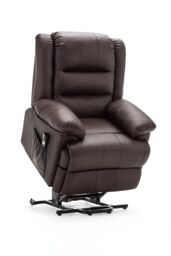 More4Homes Loxley Single Motor Electric Rise Recliner Bonded Leather Lift Chair in Brown - thumbnail 4