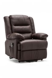 More4Homes Loxley Single Motor Electric Rise Recliner Bonded Leather Lift Chair in Brown - thumbnail 2