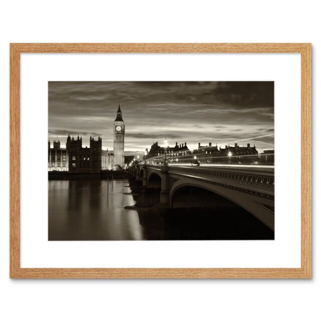 "Artery8 Wall Art Print Sepia London Big Ben Art Framed 9x7 inch in Beige - Size: W7"" x H9""" - image 1