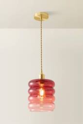 ValueLights Giselle Brushed Gold Ombre Berry Glass Ceiling Pendant Light in Dark Pink - thumbnail 3