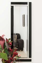 MirrorOutlet Aston Black All Glass Wall Mirror 120 x 40 CM - Size: 1 Pack