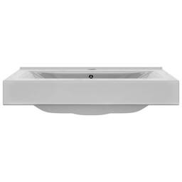 Berkfield Home Wash Basin with Overflow 60x46x16 cm Ceramic Silver - Size: 60 x 46 x 16 cm