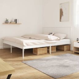 Berkfield Home Metal Bed Frame with Headboard White 183x213 cm - thumbnail 1