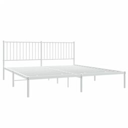 Berkfield Home Metal Bed Frame with Headboard White 183x213 cm - thumbnail 4