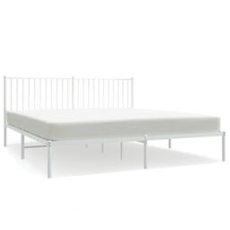 Berkfield Home Metal Bed Frame with Headboard White 183x213 cm - thumbnail 2
