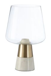 Orsina Glass Table Lamp with Marble Base, Brass Finish Decorative Desk Light, Luxe Table Light for Living Room in Gold