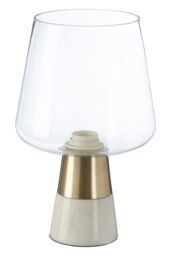 Orsina Glass Table Lamp with Marble Base, Brass Finish Decorative Desk Light, Luxe Table Light for Living Room in Gold - thumbnail 2