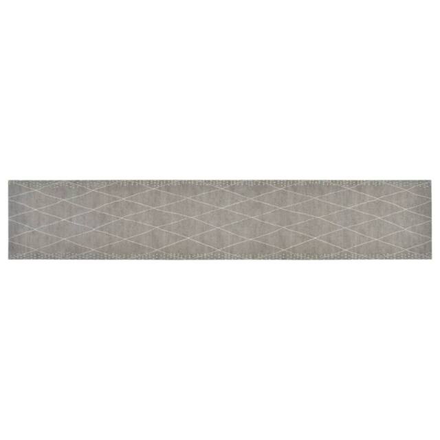 Berkfield Home Kitchen Rug Washable Rhombus 60x300 cm Velvet in Grey - image 1