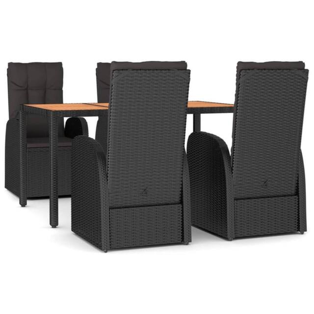 Berkfield Home 5 Piece Garden Dining Set Black Poly Rattan&Solid Wood Acacia - image 1