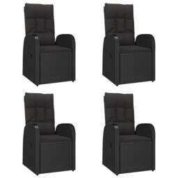 Berkfield Home 5 Piece Garden Dining Set Black Poly Rattan&Solid Wood Acacia - thumbnail 4