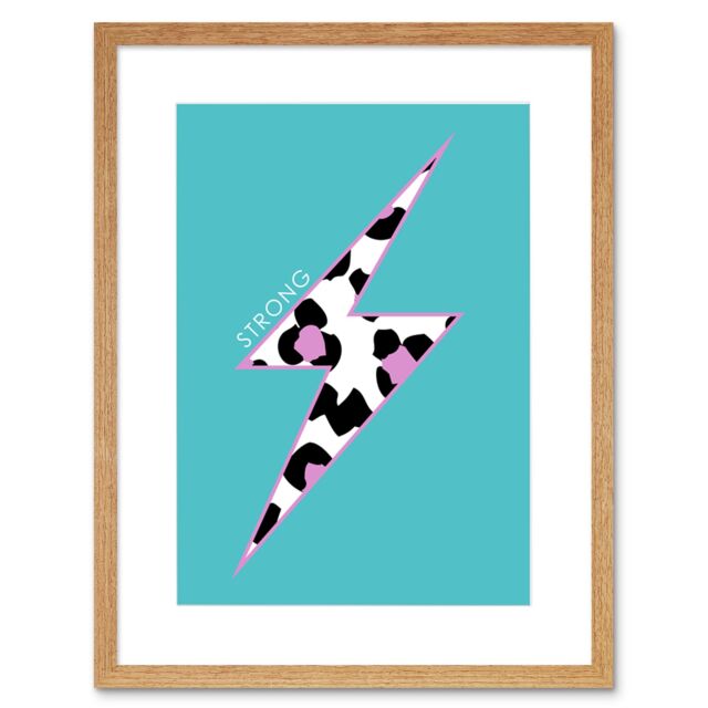 "Artery8 Wall Art Print Leopard Blue & Purple Solid Strong Art Framed 9x7 inch in Beige - Size: W7"" x H9""" - image 1