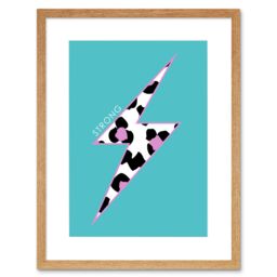 "Artery8 Wall Art Print Leopard Blue & Purple Solid Strong Art Framed 9x7 inch in Beige - Size: W7"" x H9""" - thumbnail 1