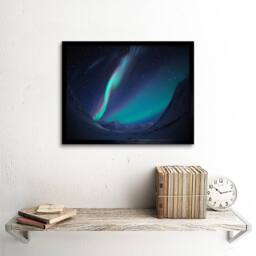 "Artery8 Landscape Winter Aurora Borealis Northern Lights Framed Wall Art Print in Blue - Size: W12"" x H16""" - thumbnail 2