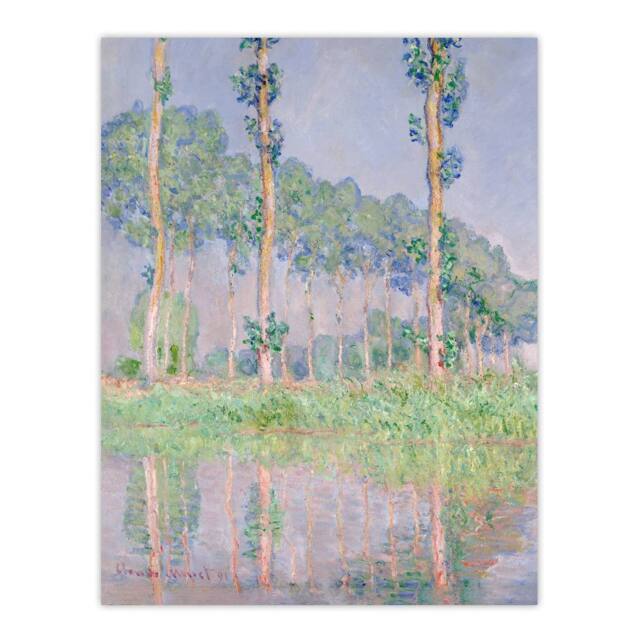 "Artery8 Poplars Pink Effect Landscape Monet Vintage Wall Art Print Poster - Size: W18"" x H24""" - image 1