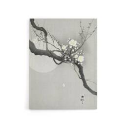 "Artery8 Plum Blossom & Full Moon Canvas Wall Art Print Ohara Koson in Grey - Size: W18"" x H24""" - thumbnail 1