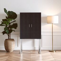 Orsina Contemporary Black Faux Shark Skin Small Cabinet, Compact Design Display Cabinet, Functional Side Cabinet - thumbnail 1