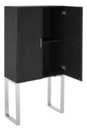 Orsina Contemporary Black Faux Shark Skin Small Cabinet, Compact Design Display Cabinet, Functional Side Cabinet - thumbnail 3