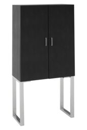 Orsina Contemporary Black Faux Shark Skin Small Cabinet, Compact Design Display Cabinet, Functional Side Cabinet - thumbnail 2
